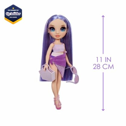 Rainbow High Swim & Style - Violet (Purple) - 28 cm Doll with Shimmery Wrap to Style 10+ Ways - Removable Swimsuit, Sandals, Fun Play Accessories - Kids Toy - Great for Ages 4-12 Years 4 Rainbow High Swim & Style - Violet (Purple) - 28 cm Doll with Shimmery Wrap to Style 10+ Ways - Removable Swimsuit, Sandals, Fun Play Accessories - Kids Toy - Great for Ages 4-12 Years - Image 4