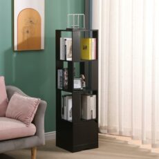 Rainbow Tree 360° Rotating Bookshelf Corner Slim Storage Shelf, 6-Tier Tall Bookcase Shelving Unit, Display Storage Shelf Organizer for Living Room Bedroom