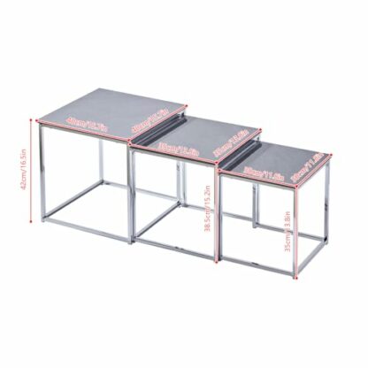 Rainbow Tree Set of 3 Nesting Coffee Tables for Living Room, Nest of 3 Nested Tables Sofa Side Table Coffee Table End Tables Space Saving - Image 3