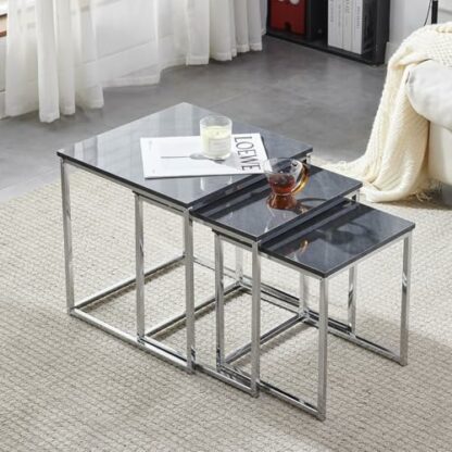 Rainbow Tree Set of 3 Nesting Coffee Tables for Living Room, Nest of 3 Nested Tables Sofa Side Table Coffee Table End Tables Space Saving - Image 4