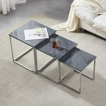 Rainbow Tree Set of 3 Nesting Coffee Tables for Living Room, Nest of 3 Nested Tables Sofa Side Table Coffee Table End Tables Space Saving - Image 2