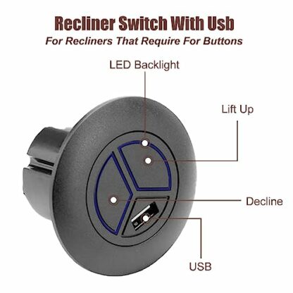 Recliner Chair Electric Controller, Recliner Switch,2 Button Stand Sofa Electric Round Hand Control Handset Replacement, Chair Switch Controller With Usb Fixed Power Recliner Or Lift Chair 4 Recliner Chair Electric Controller, Recliner Switch,2 Button Stand Sofa Electric Round Hand Control Handset Replacement, Chair Switch Controller With Usb Fixed Power Recliner Or Lift Chair - Image 4