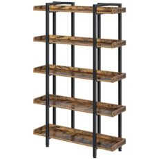 Rolanstar 3-Tier/5-Tier Bookshelf, Open Etagere Bookcase, 71.8’’H x 41.3”L Freestanding Bookshelves for Storage and Display, Wood Rustic Book Shelves for Living Room Bedroom Home Office