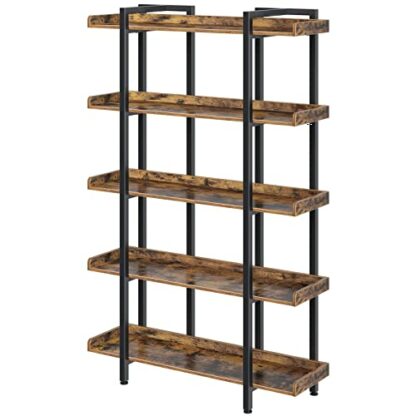 Rolanstar 3-Tier/5-Tier Bookshelf, Open Etagere Bookcase, 71.8’’H x 41.3”L Freestanding Bookshelves for Storage and Display, Wood Rustic Book Shelves for Living Room Bedroom Home Office - Image 2