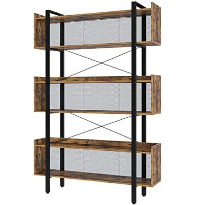 Rolanstar Bookshelf 6-Tier Bookcase, Free Standing Vintage Bookshelves with Metal Frame for Open Storage,Display and Book Organization in Living Room, Bedroom,Rustic Brown - Image 2