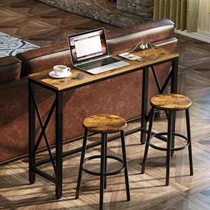 Rolanstar Console Table with Power Outlet, Narrow Sofa Table,Farmhouse Table Behind Sofa Couch Hallway Entrance for Living Room, Entryway, Foyer, with Metal Frame - Image 3