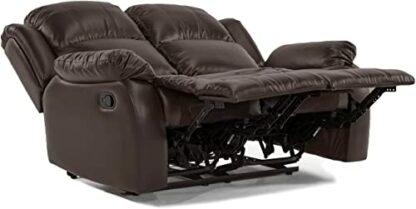 Roma Leather Recliner Sofa with Cupholders - 2 Seater Sofa - Black (2 Seater), 165cm, BS107 - Image 4