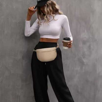 Roulens Crossbody Bag for Women Fashion Waist Packs Soft Vegan PU Leather Belt Bag Large Capacity Shoulder Bag with Adjustable and Removable Wide Strap - Image 3