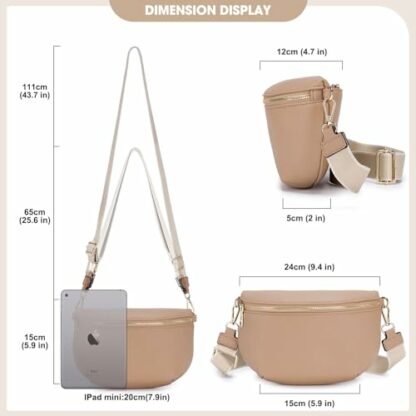Roulens Crossbody Bag for Women Fashion Waist Packs Soft Vegan PU Leather Belt Bag Large Capacity Shoulder Bag with Adjustable and Removable Wide Strap - Image 4