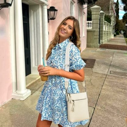 Roulens Trendy Crossbody Bag for Women,Lightweight Medium Crossbody Purse Soft Leather Women's Shoulder Handbags with Adjustable Wide Strap - Image 3