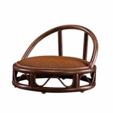 Round Floor Chair Tatami Wooden Low Stool with Back Support Legless Floor Stool Meditation Floor Chair for Bay Window Reading