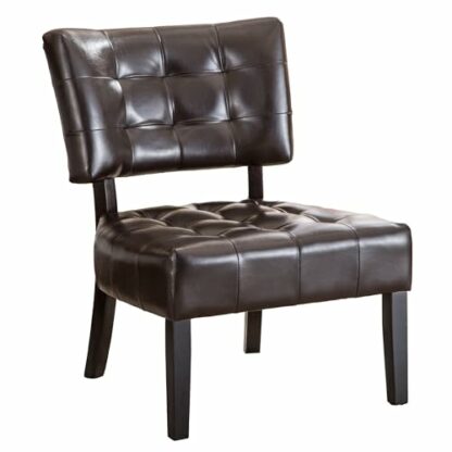 Roundhill Furniture AC002GY Bally Blended Grey Leather Tufted Accent Chair with Oversized Seating - Image 3