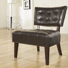 Roundhill Furniture AC002GY Bally Blended Grey Leather Tufted Accent Chair with Oversized Seating
