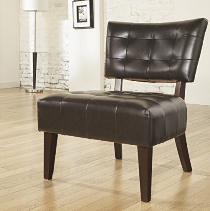 Roundhill Furniture AC002GY Bally Blended Grey Leather Tufted Accent Chair with Oversized Seating - Image 2