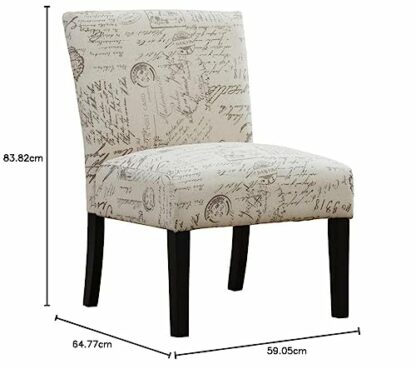 Roundhill Furniture Botticelli English Letter Print Fabric Armless Contemporary Accent Chair, Single-P - Image 3