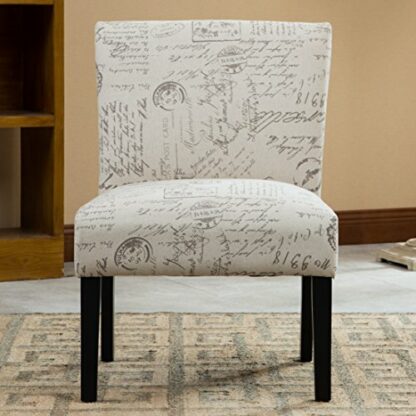 Roundhill Furniture Botticelli English Letter Print Fabric Armless Contemporary Accent Chair, Single-P - Image 4