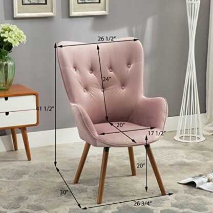 Roundhill Furniture Doarnin Contemporary Silky Velvet Tufted Button Back Accent Chair - Image 3