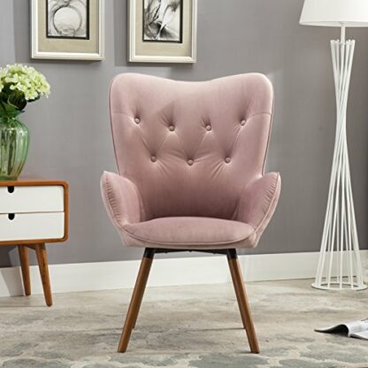 Roundhill Furniture Doarnin Contemporary Silky Velvet Tufted Button Back Accent Chair - Image 4