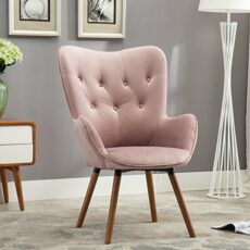 Roundhill Furniture Doarnin Contemporary Silky Velvet Tufted Button Back Accent Chair