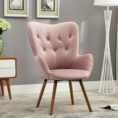Roundhill Furniture Doarnin Contemporary Silky Velvet Tufted Button Back Accent Chair - Image 2