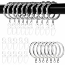 Roxanex 50PCS Metal Curtain Rings and Hooks, Silent Curtain Pole Rings, Hanging Rings for Curtain Poles Shower Curtains Rods Drapery