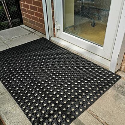 Rubber Door Mat Heavy Duty Shop Doorway Mats Indoor Outdoor Non Slip Safety 14 Sizes Anti Fatigue Weatherproof Dirt Trapper Ring Honeycomb Design - Image 2