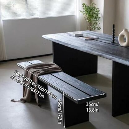 Farmhouse Dining Table Bench Wood Footstool Kitchen Stool Large Chair for Kitchen Tea Room Living Room Balcony Black Wood - Image 3
