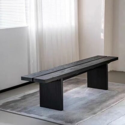 Farmhouse Dining Table Bench Wood Footstool Kitchen Stool Large Chair for Kitchen Tea Room Living Room Balcony Black Wood - Image 4