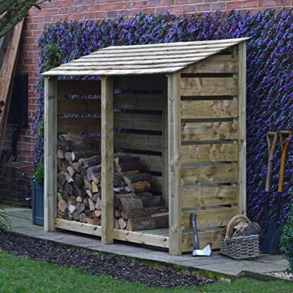 Rutland County Garden Furniture Normanton 6ft Tall Log Store/Garden Storage Heavy Duty Pressure Treated Timber With Forward Sloping Roof (Slatted Log Store Only, Light Green) 3 Rutland County Garden Furniture Normanton 6ft Tall Log Store/Garden Storage Heavy Duty Pressure Treated Timber With Forward Sloping Roof (Slatted Log Store Only, Light Green) - Image 3