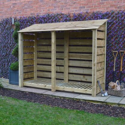 Rutland County Garden Furniture Normanton 6ft Tall Log Store/Garden Storage Heavy Duty Pressure Treated Timber With Forward Sloping Roof (Slatted Log Store Only, Light Green) 4 Rutland County Garden Furniture Normanton 6ft Tall Log Store/Garden Storage Heavy Duty Pressure Treated Timber With Forward Sloping Roof (Slatted Log Store Only, Light Green) - Image 4