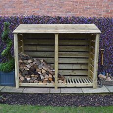 Rutland County Garden Furniture Normanton 6ft Tall Log Store/Garden Storage Heavy Duty Pressure Treated Timber With Forward Sloping Roof (Slatted Log Store Only, Light Green)