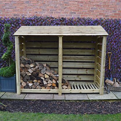 Rutland County Garden Furniture Normanton 6ft Tall Log Store/Garden Storage Heavy Duty Pressure Treated Timber With Forward Sloping Roof (Slatted Log Store Only, Light Green) 2 Rutland County Garden Furniture Normanton 6ft Tall Log Store/Garden Storage Heavy Duty Pressure Treated Timber With Forward Sloping Roof (Slatted Log Store Only, Light Green) - Image 2