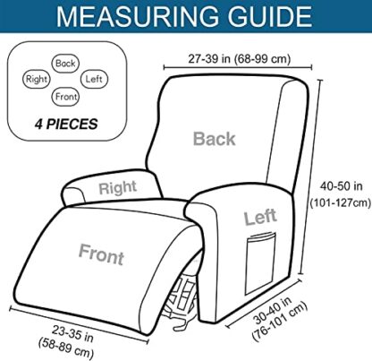 SDNAM Stretch Recliner Slipcovers 4-Pieces Lazy boy Recliner Covers Recliner Couch Covers Recliner Chair Cover Non Slip Reclining Slipcovers with Storage Pockets Furniture Protector for Living Room - Image 3