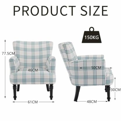 SEPNINE Living Room Armchairs,Retro Accent Chair,Bedroom Chair,Solid Wood Legs, High Density Padding, Ergonomic Backrests,Fabric Lounge Padded Sofa Chair for Living Room 4 SEPNINE Living Room Armchairs,Retro Accent Chair,Bedroom Chair,Solid Wood Legs, High Density Padding, Ergonomic Backrests,Fabric Lounge Padded Sofa Chair for Living Room - Image 4