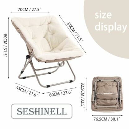 SESHINELL Comfy Saucer Chair with Ottoman, Oversized Folding Faux Fur Chair Soft Furry Lazy Chair - Image 4