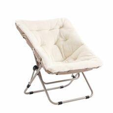 SESHINELL Comfy Saucer Chair with Ottoman, Oversized Folding Faux Fur Chair Soft Furry Lazy Chair