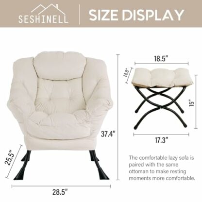 SESHINELL Lazy Chair with Ottoman, Modern Lounge Accent Chair with Armrests and a Side Pocket, Leisure Upholstered Sofa Chair Set, Reading Chair with Footrest 3 SESHINELL Lazy Chair with Ottoman, Modern Lounge Accent Chair with Armrests and a Side Pocket, Leisure Upholstered Sofa Chair Set, Reading Chair with Footrest - Image 3