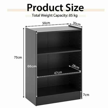 SFAREST Wooden Bookcase, 3-Tier Compact Storage Bookshelf with 18-Positions Adjustable Shelves & Anti-toppling Device, Display Stand Shelving Unit for Office Bedroom Living Room - Image 4