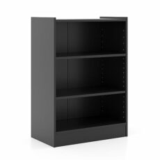 SFAREST Wooden Bookcase, 3-Tier Compact Storage Bookshelf with 18-Positions Adjustable Shelves & Anti-toppling Device, Display Stand Shelving Unit for Office Bedroom Living Room