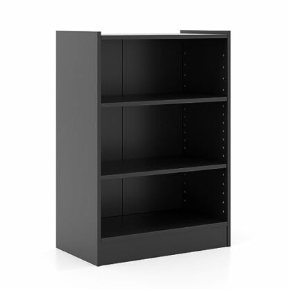 SFAREST Wooden Bookcase, 3-Tier Compact Storage Bookshelf with 18-Positions Adjustable Shelves & Anti-toppling Device, Display Stand Shelving Unit for Office Bedroom Living Room - Image 2