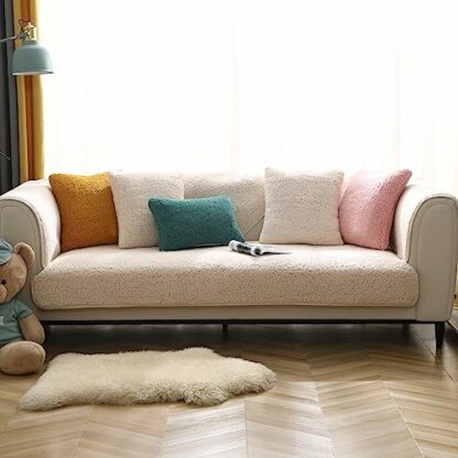 SHANNA Thick Rabbit Plush Sofa Cover 3 Seat L Shape, 2023 New Universal Non-Slip Corner Sofa Cover L Shape Super Soft Faux Fur Sofa Slipcovers for Living Room - Image 4