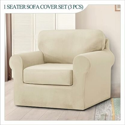 SYLC Sofa Cover with Separate Seat Cushions and Backrests Stretch Velvet Sofa Slipcover Couch Covers Furniture Protector Split Combined - Image 3