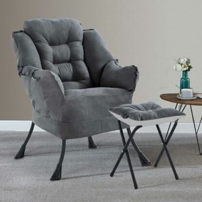 Saimly Armchair Accent Chair, Upholstered Sherpa Lazy Chair Lounge Armchair with Side Pocket, Metal Frame Lazy Comfy Seat Reading Chair for Living Room Bedroom 3 Saimly Armchair Accent Chair, Upholstered Sherpa Lazy Chair Lounge Armchair with Side Pocket, Metal Frame Lazy Comfy Seat Reading Chair for Living Room Bedroom - Image 3