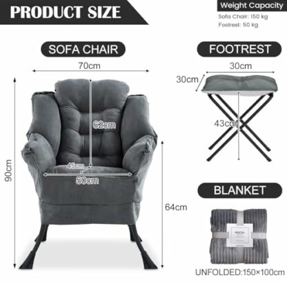 Saimly Armchair Accent Chair, Upholstered Sherpa Lazy Chair Lounge Armchair with Side Pocket, Metal Frame Lazy Comfy Seat Reading Chair for Living Room Bedroom 4 Saimly Armchair Accent Chair, Upholstered Sherpa Lazy Chair Lounge Armchair with Side Pocket, Metal Frame Lazy Comfy Seat Reading Chair for Living Room Bedroom - Image 4