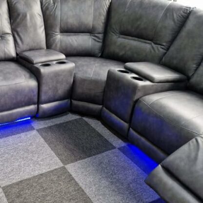 Sara Electric Recliner Corner Sofa With Cupholders - USB Charging Ports - LED Lights - Leather Corner Sofa Grey 4 Sara Electric Recliner Corner Sofa With Cupholders - USB Charging Ports - LED Lights - Leather Corner Sofa Grey - Image 4