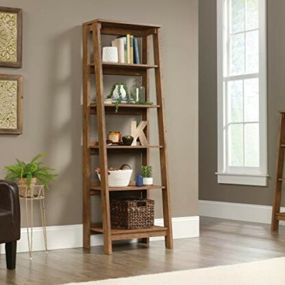 Sauder Trestle 5 Bookcase/Book Shelf, L: 23.54" x W: 16.61" x H: 71.14", Vintage Oak finish - Image 3