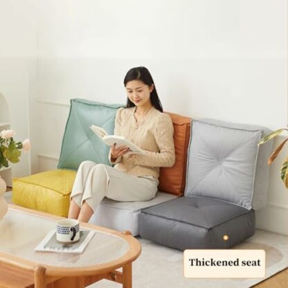 Set of 2 Square Meditation Floor Pillows for Adults and Kids 40x40 cm Cushion Floor Seating for Living Room, Tatami Sitting, and Yoga Blue - Image 3