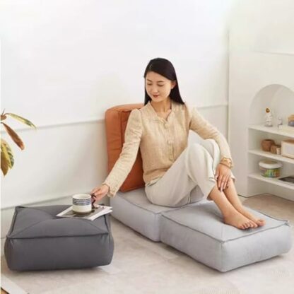 Set of 2 Square Meditation Floor Pillows for Adults and Kids 40x40 cm Cushion Floor Seating for Living Room, Tatami Sitting, and Yoga Blue - Image 4