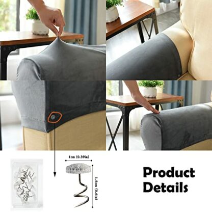 Set of 2/4 Armrest Covers, Sofa Stretch Armchair Covers, Anti-Slip Furniture Protector Slipcovers, Soft Velvet Couch Arm Covers for Sofa Recliner Chair - Image 3