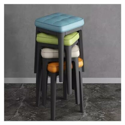 Stacking Stools Set of 4 18 Inch Height Backless Dining Chairs with Square Top Portable Dressing Stool for Breakfast Dining Seating Counter Chairs (Style 1) - Image 2